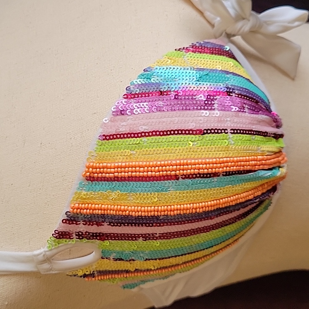 Victoria's Secret sexy sequined rainbow  push up bikini top 34d - Picture 3 of 6